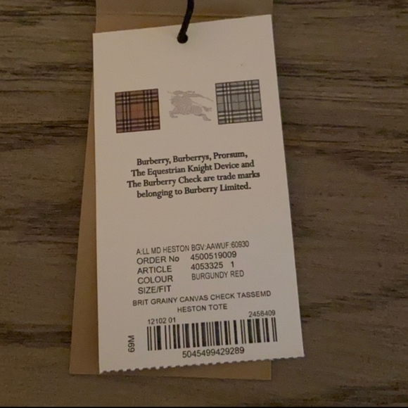 Burberry Burgundy Red Grainy CheckCanvas Hobo Bag - Picture 7 of 7